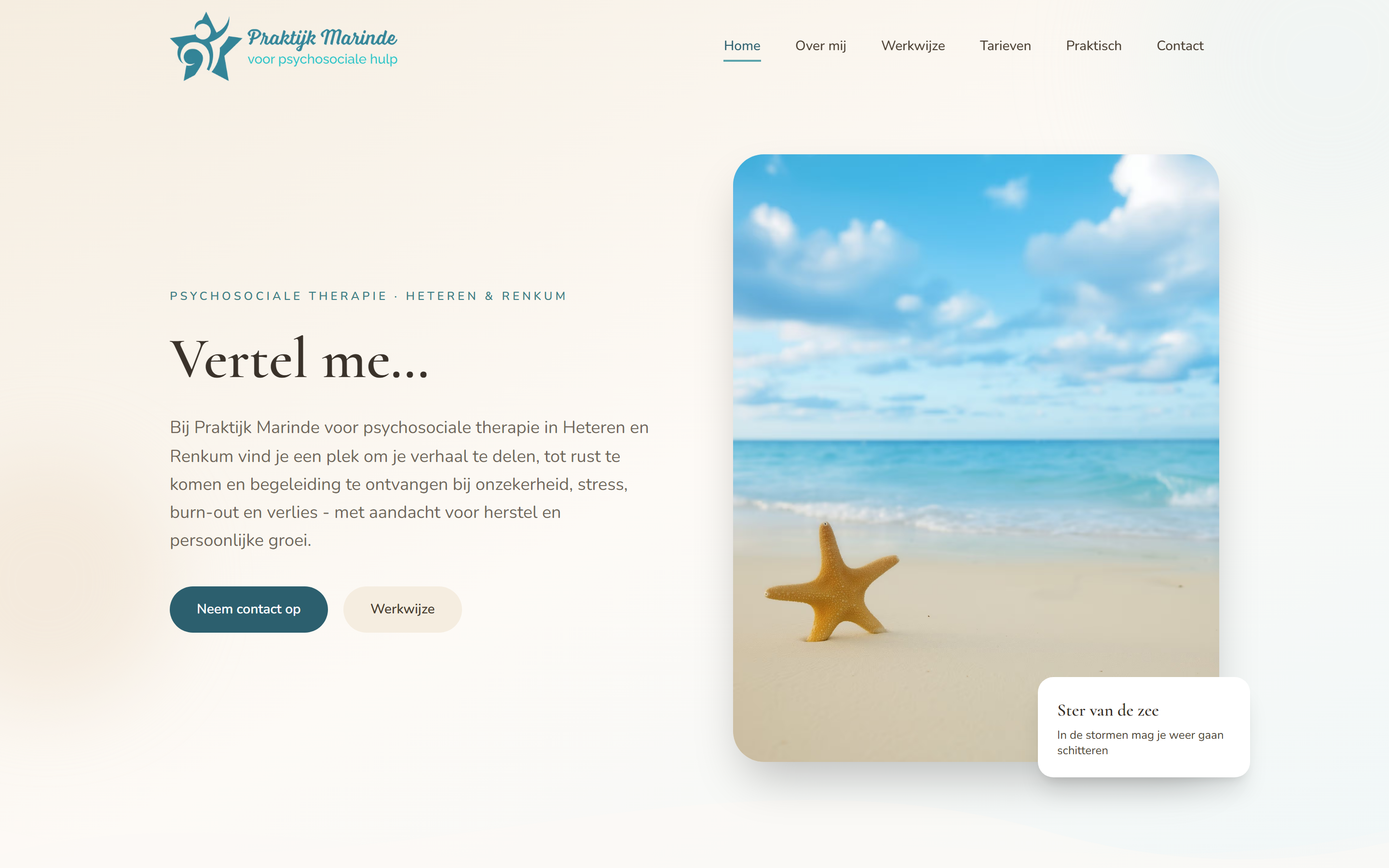 Homepage van Praktijk Marinde